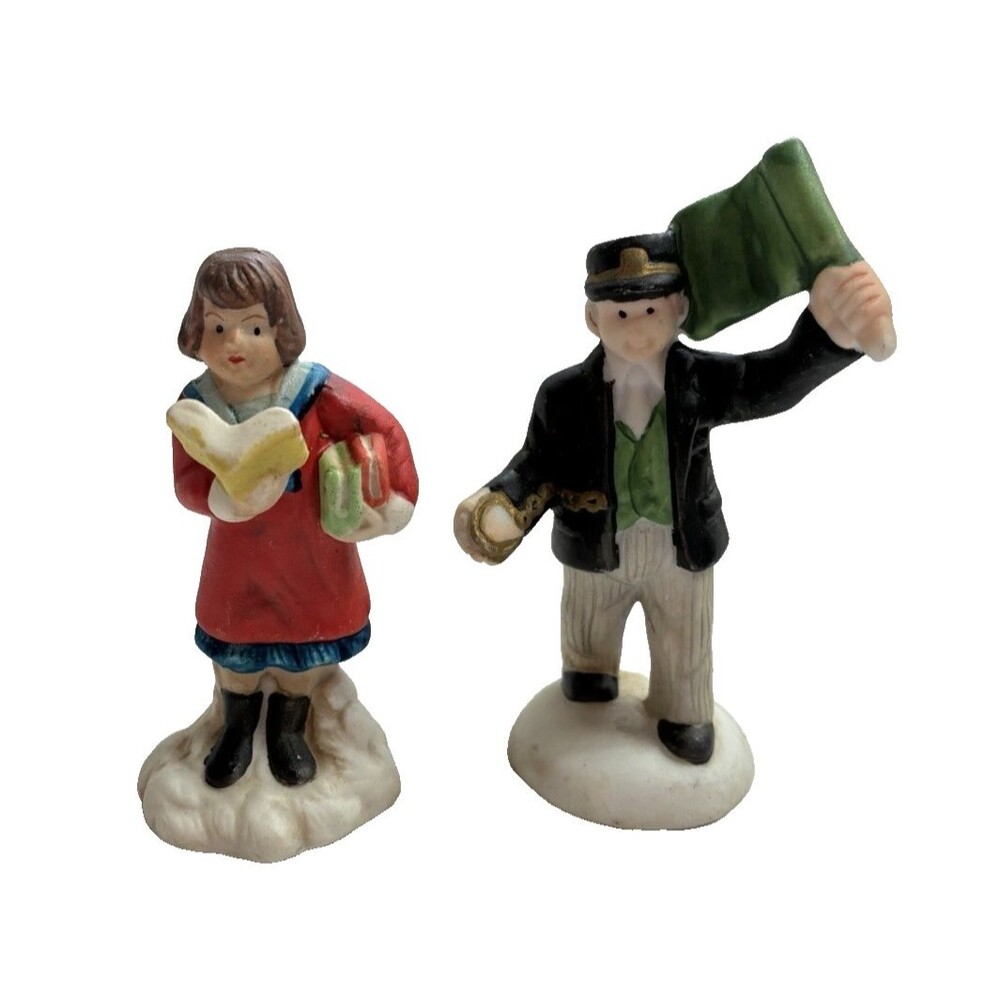 Mercuries USA Christmas Village Figures Ceramic 2.5-3 Inch Lot 2 Mini 1993-1994